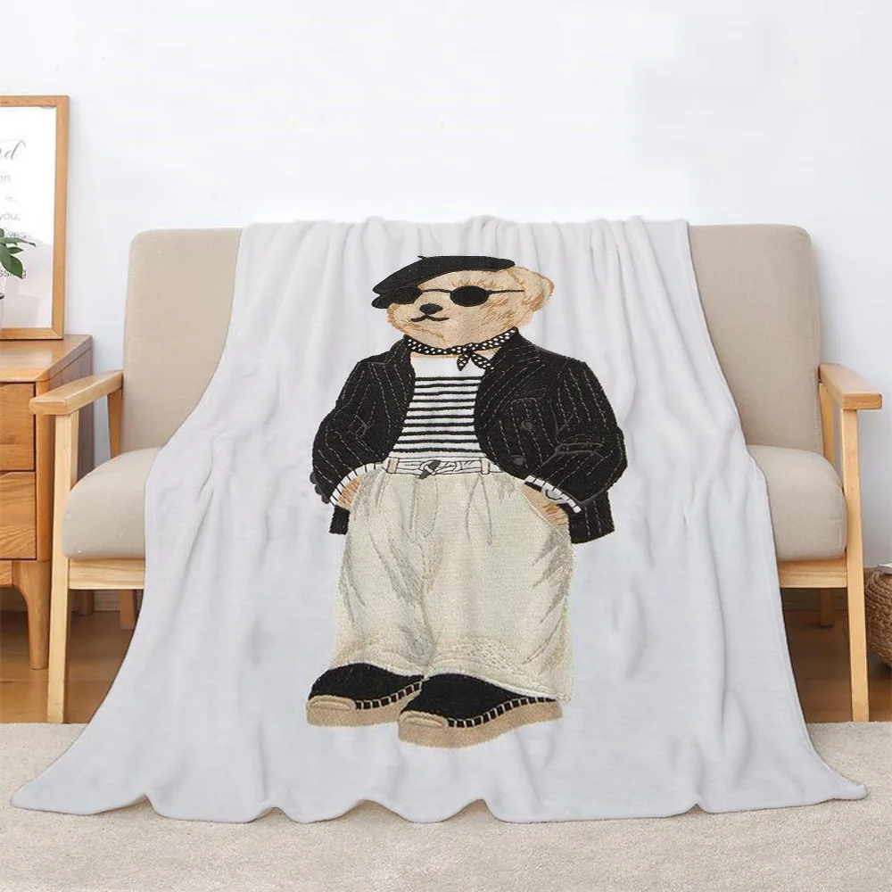 POLO BearS Hairy Blankets for Bed Throw Designer Blanket King Size Luxury Blankets and Throws Fluffy Plaid Beach Towel Knee Soft 3