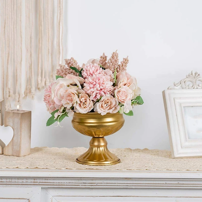 HOT SALE Metal Elegant Wedding Centerpieces Vase For Wedding Party Decoration,Trumpet Vase For Anniversary Ceremony(Golden,4 PCS 5
