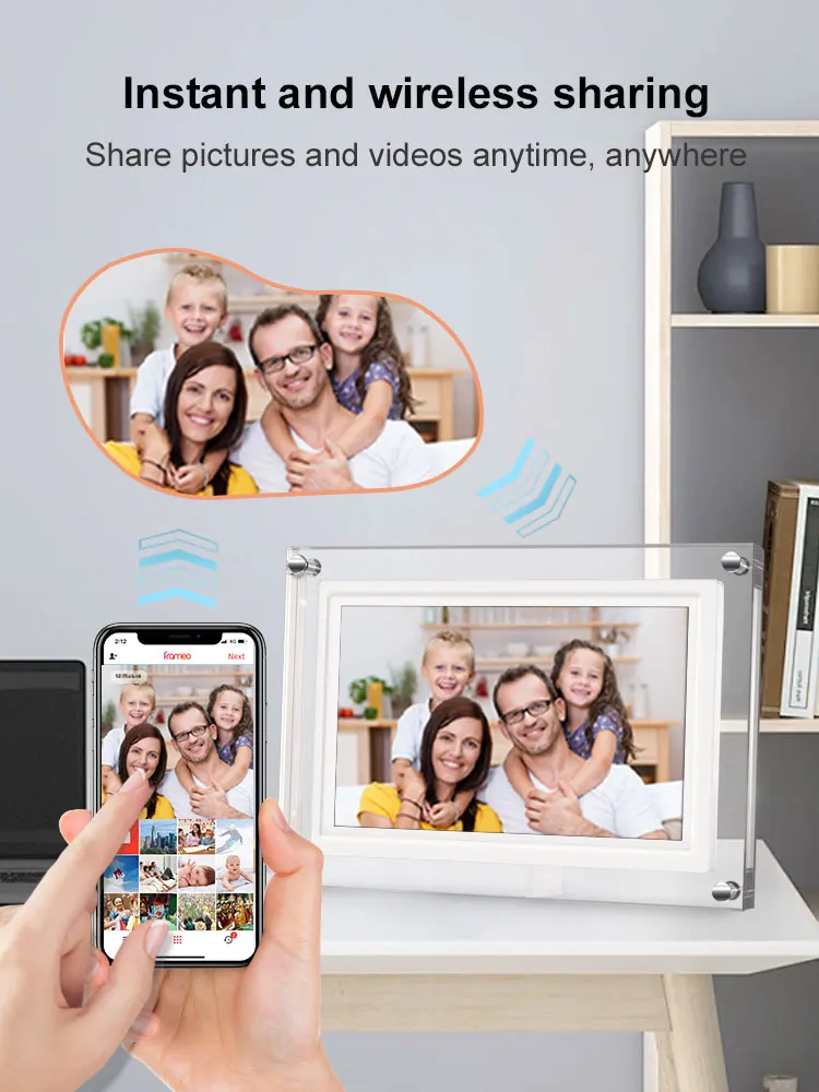 10inch Acrylic WIFI Digital Photo Frame 32G Frameo Touch Screen With USB port Stand Support phone app sending picture video play view 6