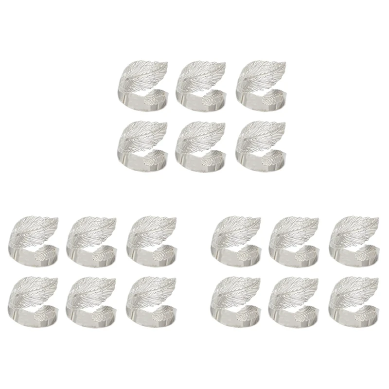 

Leaf Napkin Rings Set Of 18,Leaves Napkin Rings For Table Setting,Metal Leaf Napkin Holder Rings For Holiday Silver Retail