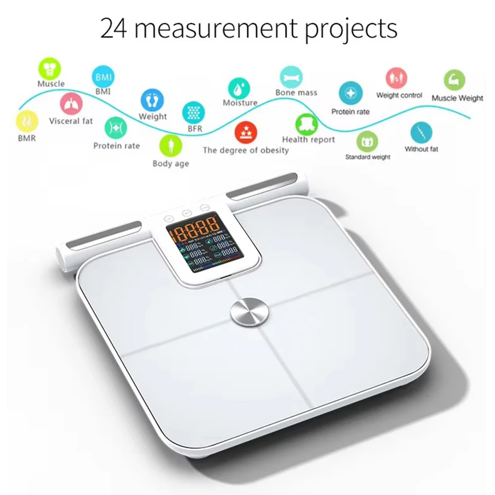 Weight Scale for Body Fat with Handle, 24 Precise Body Biological Analyzer, Digital Bathroom Weighing Bluetooth Scale 5