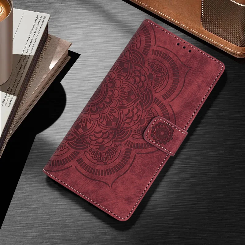 Mandala-Blumen Leder-Brieftaschenhülle mit Standfunktion für Samsung Galaxy S26 S25 Edge S24 S23 S22 S21 S20 Plus Ultra FE – Detail 2