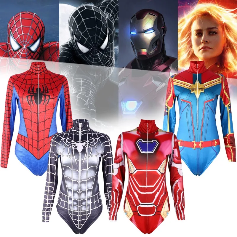 2024 Supereroe Nuoto Ironman Swim Costume Cosplay Sexy Donna Abiti Tuta Superwoman Spiderman Cos Tuta Nuovo
