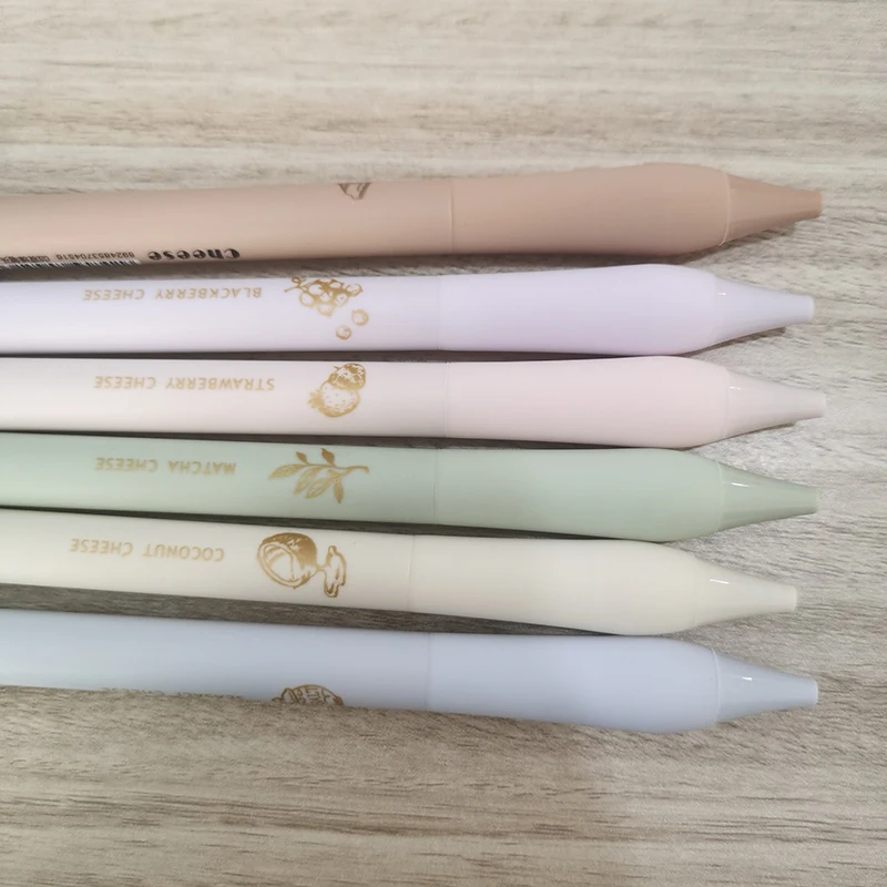 학생용 치즈 0.5MM 젤 펜, 블랙 퀵 드라이 젤 잉크 펜, 귀여운 글쓰기 펜, 학교 사무실 선물 용품, 문구, 세트당 6 개
