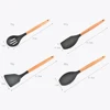 Best Silicone Cooking Utensil Set Wooden Handle Spatula Soup Spoon Brush Ladle Pasta Colander Non-stick Cookware Kitchen Tools 3