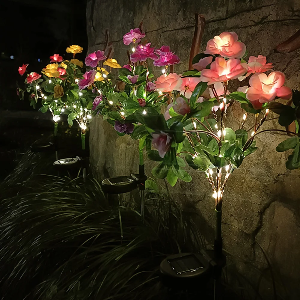 

LED Solar Azalea Flowers Lamp Garden Lamp Home Decorative Light Landscape Orchid Rose Lamp Yard Lawn Path Holiday Wedding Lights