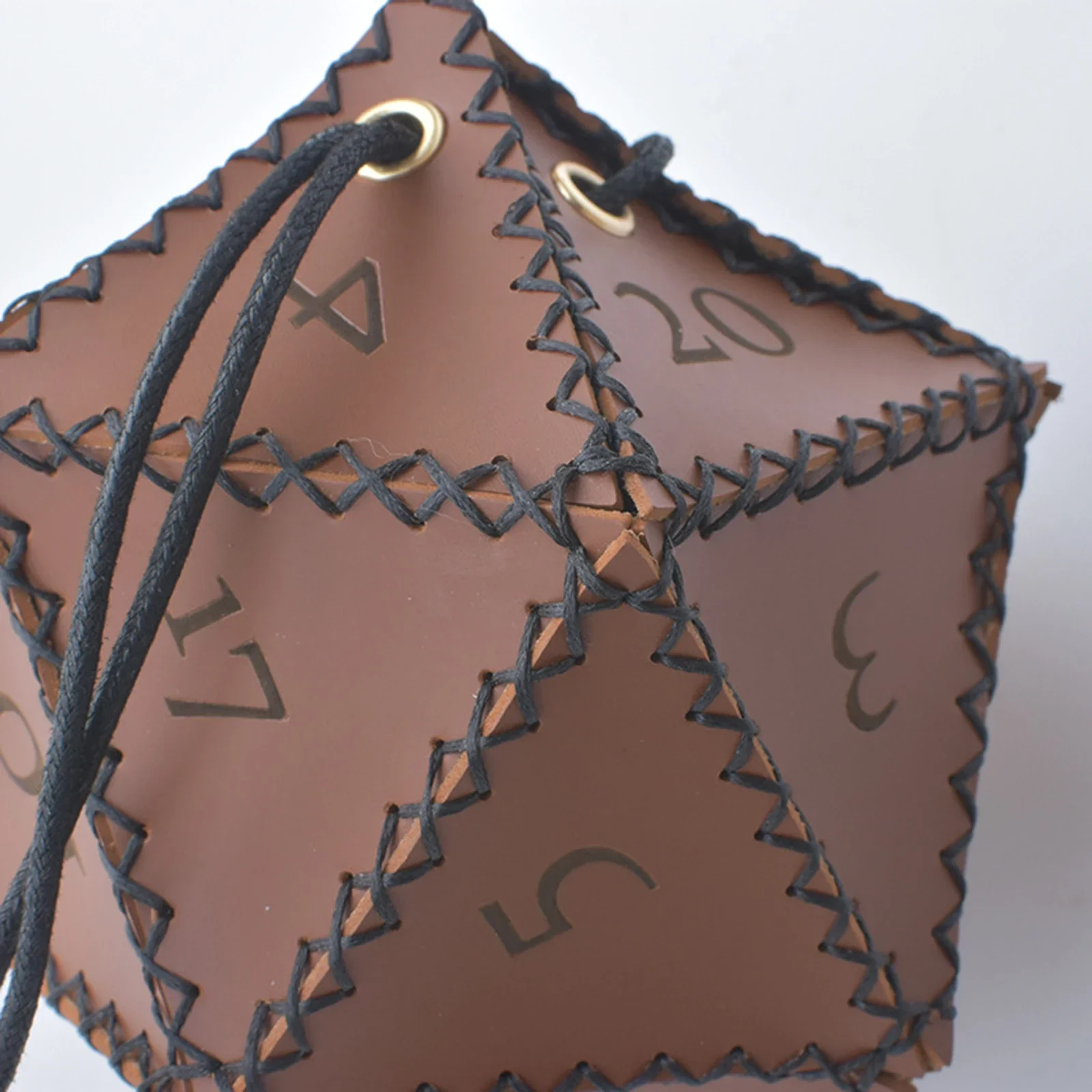 New Practical Bag Dice Bag PU Leather Polyhedral Dice Pouch 12cm / 4.7in 40g / 1.4oz Brown Leather D20