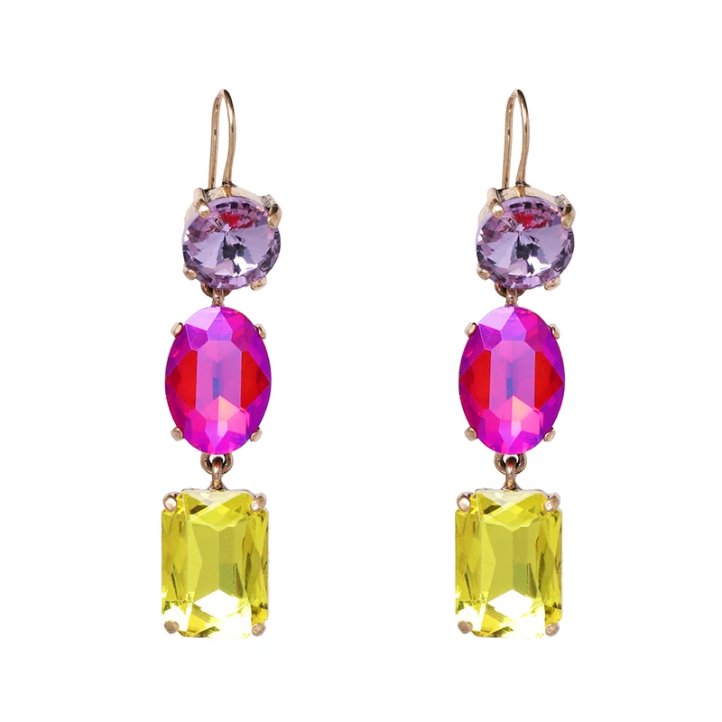 Starburst Pendant Crystal Long Drop Earrings Gem Jewelry dangle earrings drop earrings pendant earrings long earrings crystal earrings