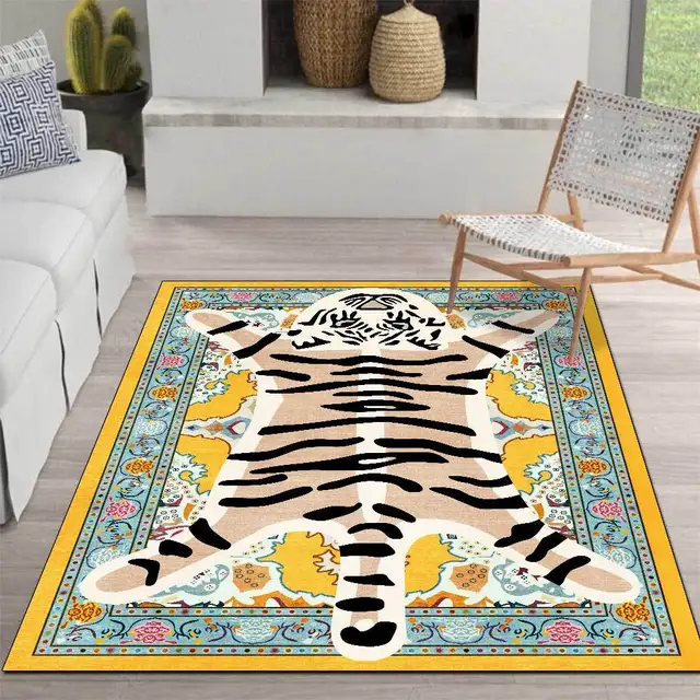 Human Made Rug Cartoon Tiger Lounge Rug Human Made Tiger Irregular Carpet  Luxury Bedroom Bedside Carpet Living Room Home Decor - AliExpress