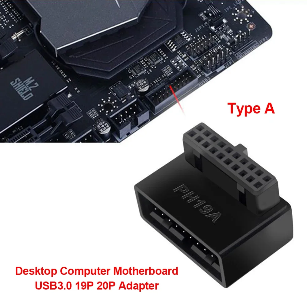 USB 3.0 19P 20P 90 Degree Motherboard Header Adapter Converter