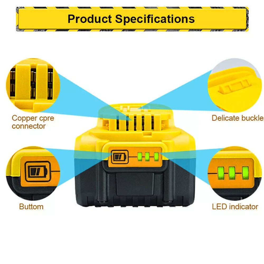 8.0Ah 20V Power Tool Battery for Dewalt DCB206 DCB200 DCB205 DCB184