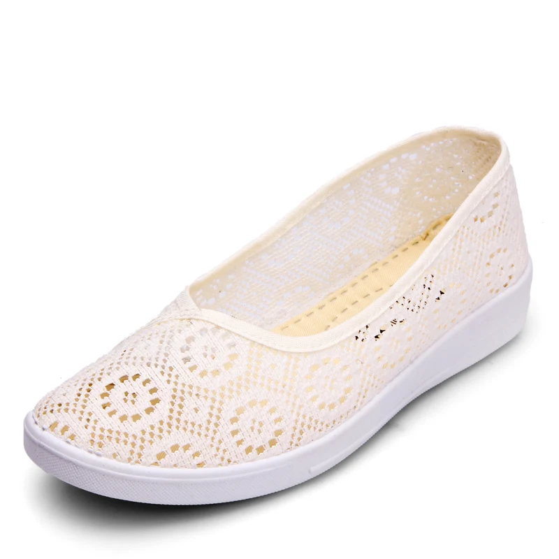 Women shoes summer casual flats breathable lace work shoes