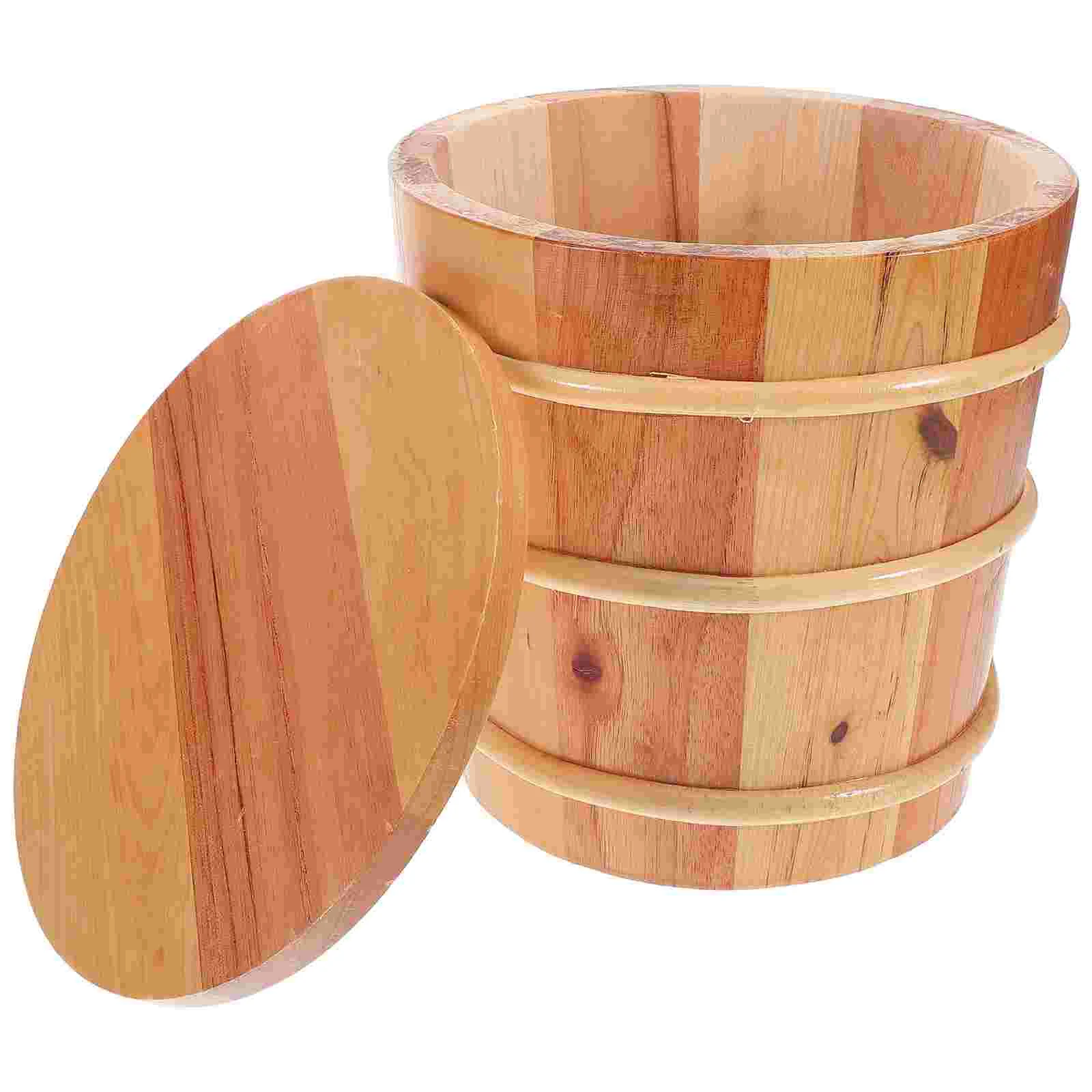Wooden Rice Bucket Solid Wood Large Capacity Sealed Freshness Elegant Design Versatile Home Kitchen Storage Rice Flour 6