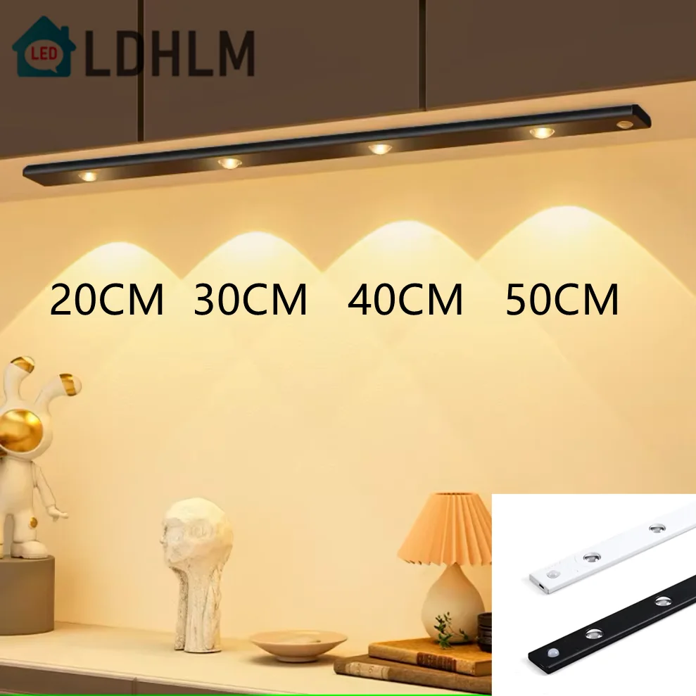 LED Night Light 3 Color Dimmable Motion Sensor For Kitchen Wardrobe Cabinet Lighting 20CM/30CM/40CM/50CM USB Rechargeable Lamp Led Night Light Led Cabinet Light Led Motion Sensor Light Cabinet Lights Motion Sensor Light Led Cabinet Lights Motion Sensor Lights Under Cabinet Light