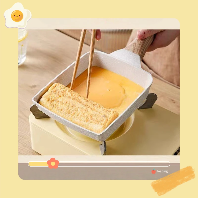 1 PC Japanese Yuzi Shao Nonstick Pan Steak Steak Home Square Breakfast General Pan Egg Rolls Mini Pan Fried Egg Magic