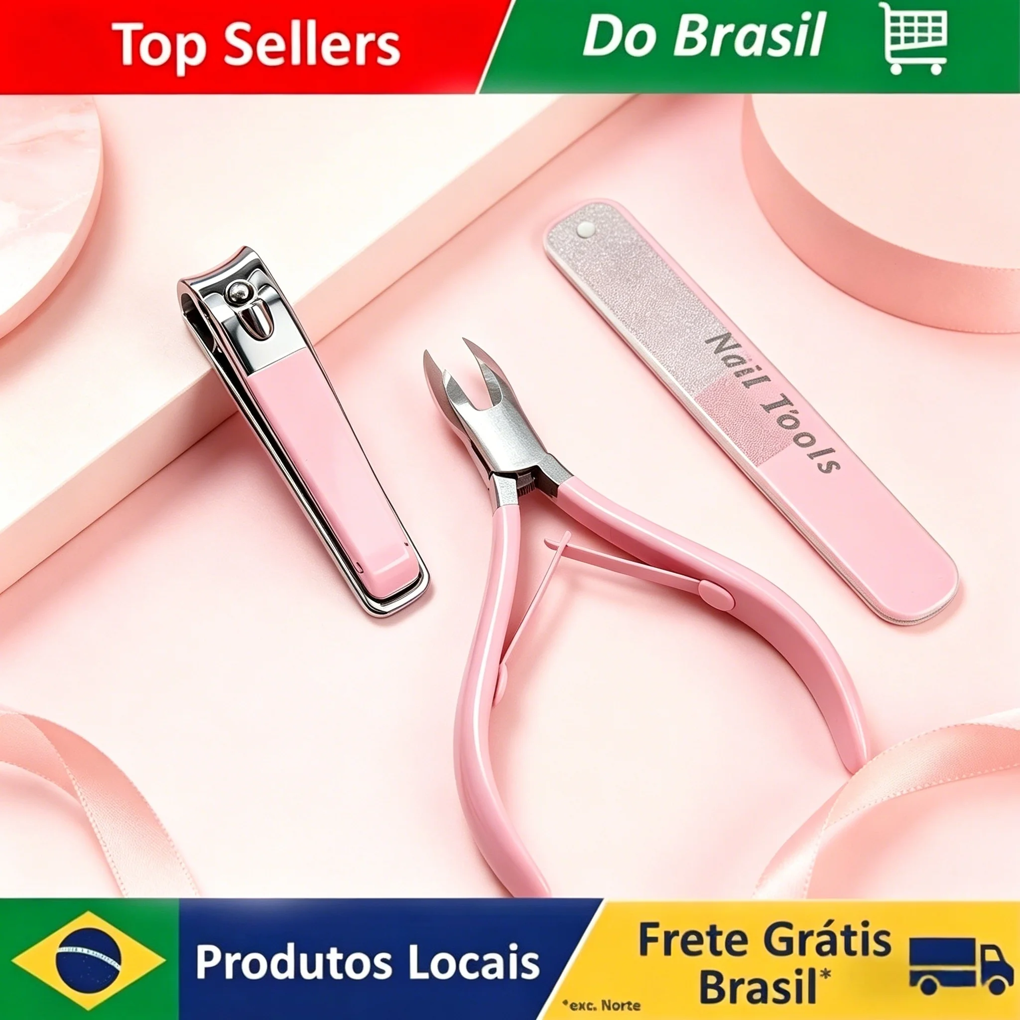 Conjunto de Cortadores de Unhas em Aço Inoxidável 3 Peças Aprimorado – Kit de Manicure Estilo Alemão, Anti-Splash e Removedor de Unhas Encravadas.