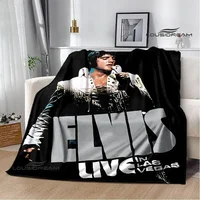 E-Elvis Presley Retro print blanket blankets for beds Picnic blankets Flange blanket Soft and comfortable blanket birthday gift 1