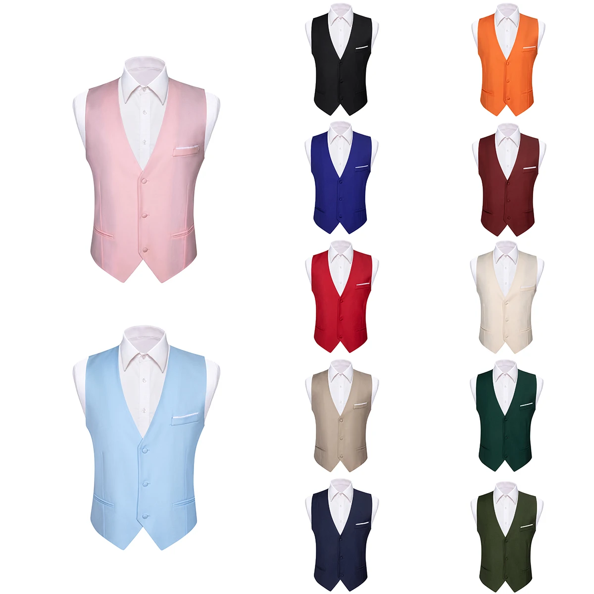 Vest for Men Silk Solid Slim Fit Waistcoat Sleeveless Jacket S-5xl 20 Colors dress vests