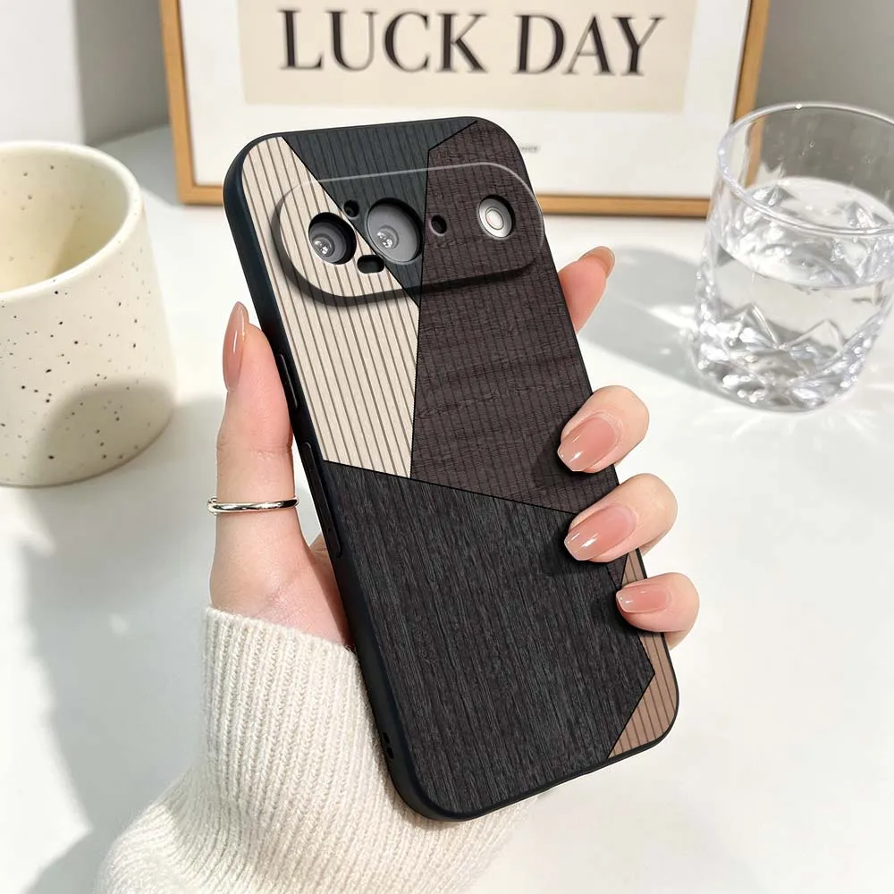 Vintage Wood Grain Pattern Black Soft Silicone Phone Case