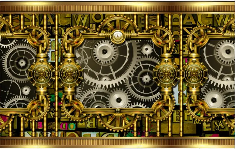 

customised mural photo wallpaper 3d Colorful Alphabet Gear Tooling background painting home decor bedroom wallpaper for walls 3d