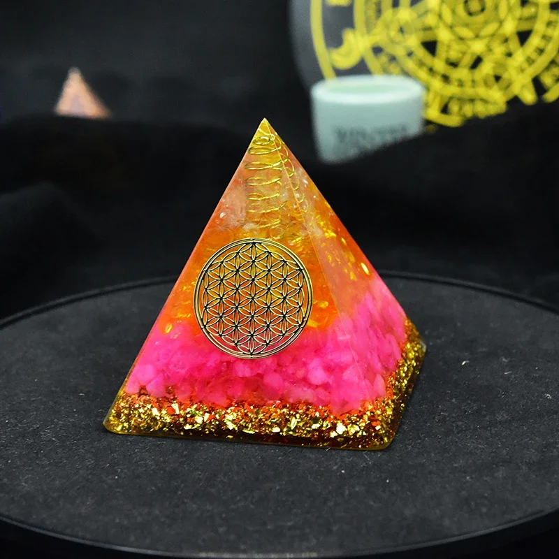 Orgonite Wicca Rose Quartz Energy Orgon Pyramid Yoga Meditation Citrine The Flower of Life Customization Resin Decoration Craft