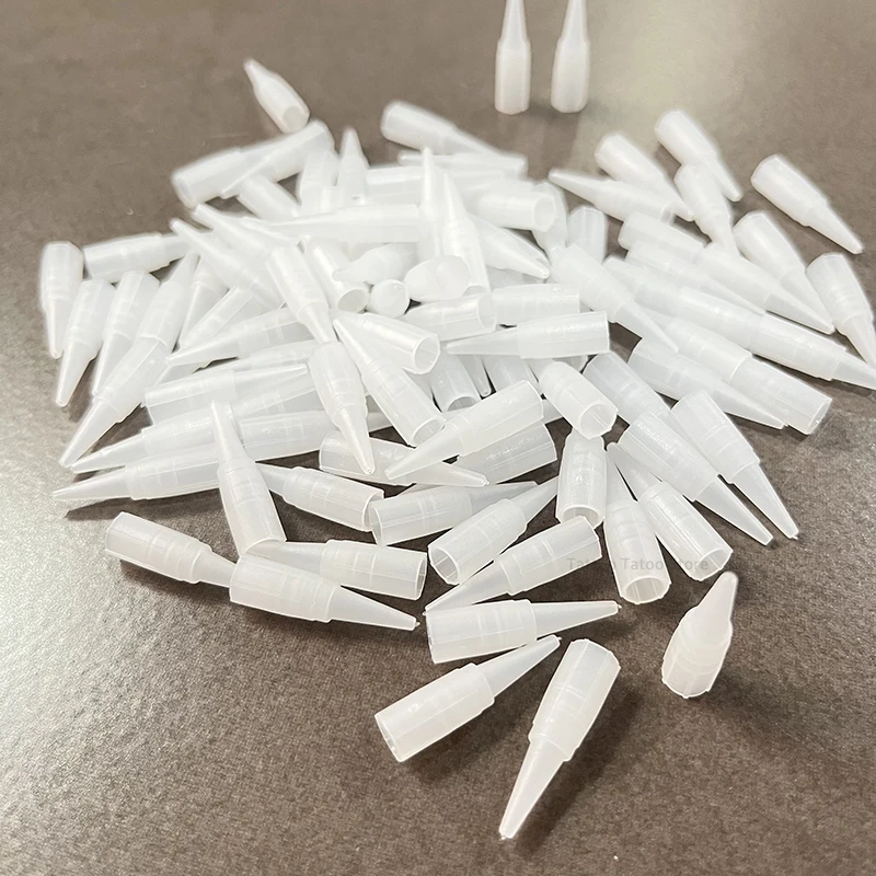 100pcs Tattoo Needle Caps for Permanent Makeup Eyebrow Lip Tattoo Needle Tips Plastic Caps for 1R/3R/5R/5F/7F Needles