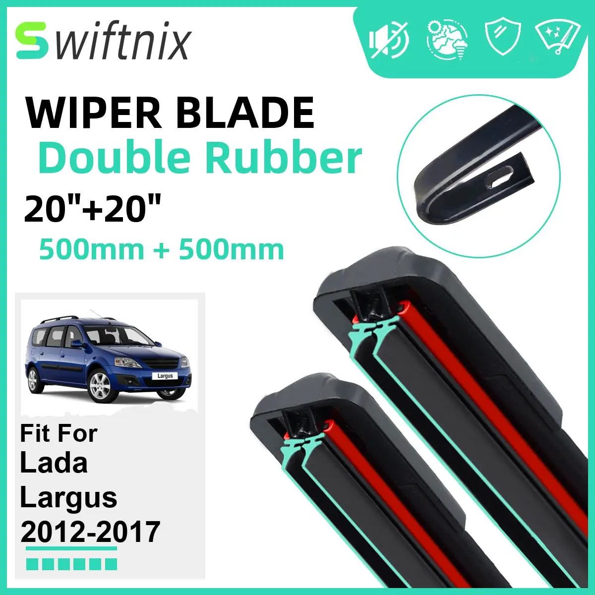 

Двойные резиновые автомобильные щетки стеклоочистителя для Lada Largus 2012-2017, резиновые автомобильные аксессуары для переднего лобового стекла, лобового стекла 2014, 2015, 2016, 2017