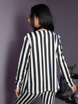 Black and white striped women's suit Jacket Niche 2024 Spring new holiday party high-end suit jacket Women's casual loose coat 2