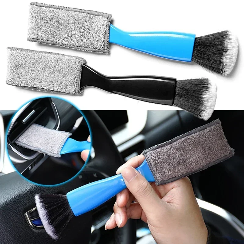 Presa d'aria per aria condizionata per auto su due lati Condizionatore d'aria per auto Spazzola per spolverino per sporco Strumento per la pulizia della spazzola per auto in plastica - Image 3