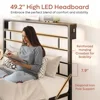 Bestier Queen Size Bed Frame with 49.2" High LED Storage Headboard Shelf, Metal Platform Bed, Black 2
