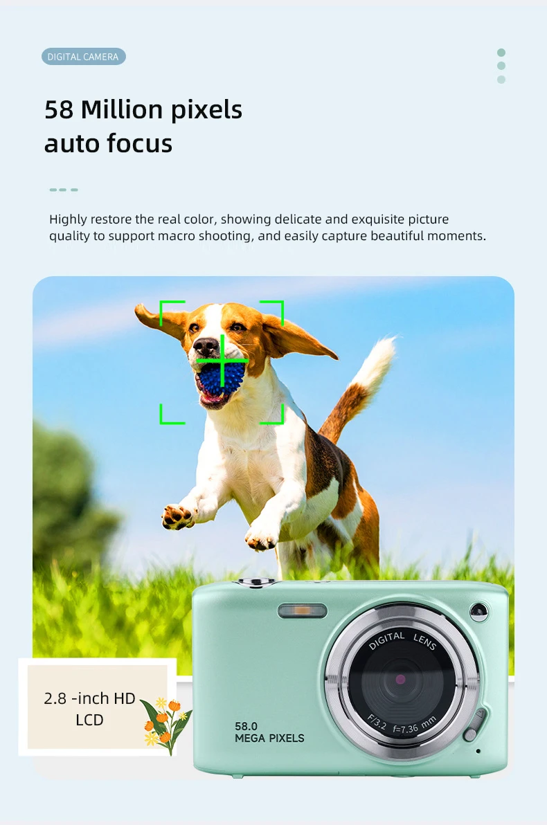 Description Picture 4 of itemHigh-Definition 58 Megapixel 2.88-Inch Large Screen Autofocus Travel Photo Recorder Lightweight Beauty Digital Student Camera