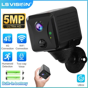 LS VISION 5MP Mini 4G Security Camera SIM Card Wireless Wifi Camera 3800mAh Camcorder PIR Human Detectioon Video Recorder Ubox 1