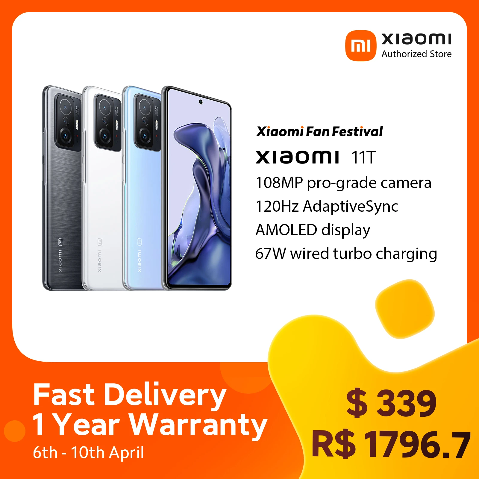 Global Version Xiaomi 11T Smartphone 128GB/256GB Dimensity 1200-Ultra Octa Core 108MP Camera 120Hz 6.67" Display 67W Charging top rated 5g cell phones