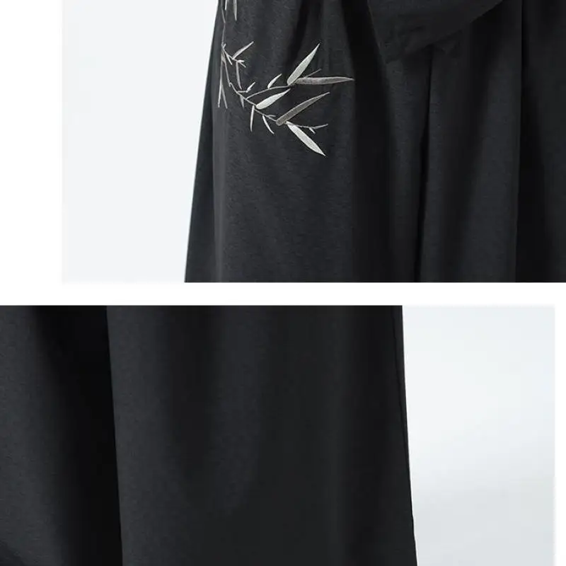 Mens Sets 3/4 Sleeved Cardigan Wide Leg Pants Male Suit 2 Pieces Japanese Style Plus Size M-5XL