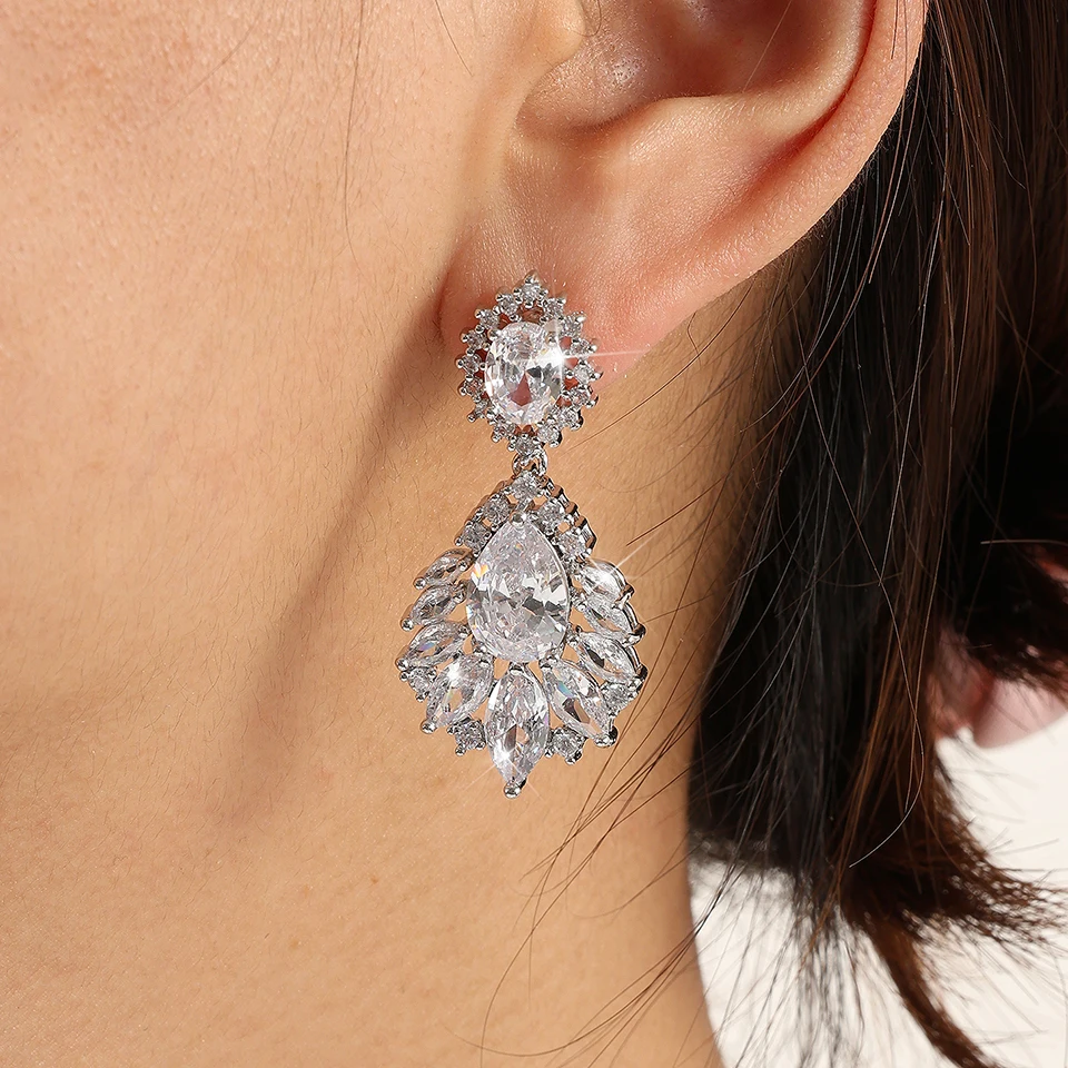 Uilz Fashion Cubic Zircon Chandelier Dangle Drop Earrings for Women Wedding Party Jewelry drop earrings dangle earrings