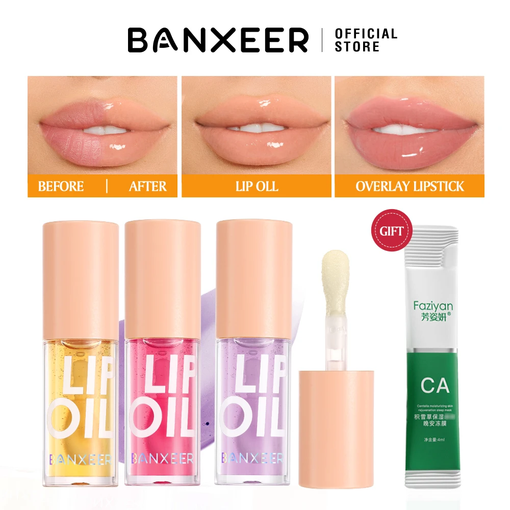 

BANXEER 4 шт., масло для губ, увлажняющее, длительное, гладкое, глянцевое покрытие, блеск для губ, масло для восстановления, Праймер, бальзам для губ, Уход за губами