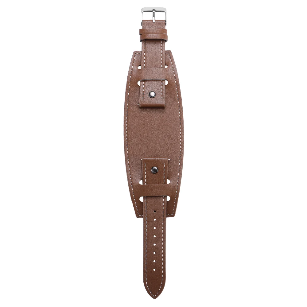 Vintage Cowhide Leather Cuff Watch Band for Men - Deep Brown, Black, Light Brown