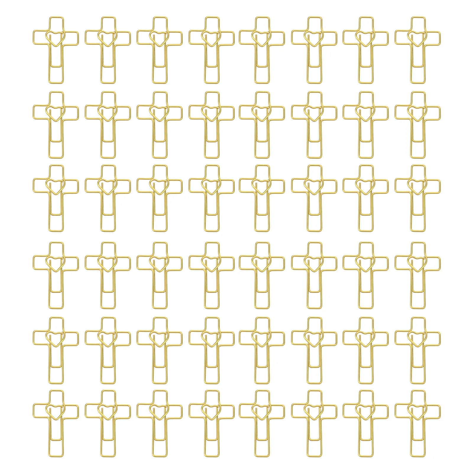 100Pcs 하트 크로스 금속 종이 클립 성경 연구 용품 예수 북마크 십자가 모양의 종이 클립 기독교 저널링