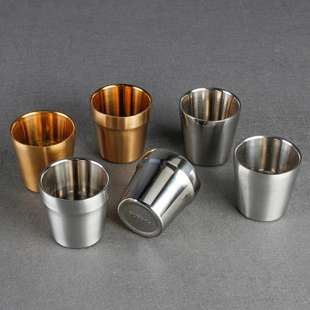 Stainless Steel Espresso Cup  Stainless Steel Coffee Mugs - 80ml Double  Wall - Aliexpress