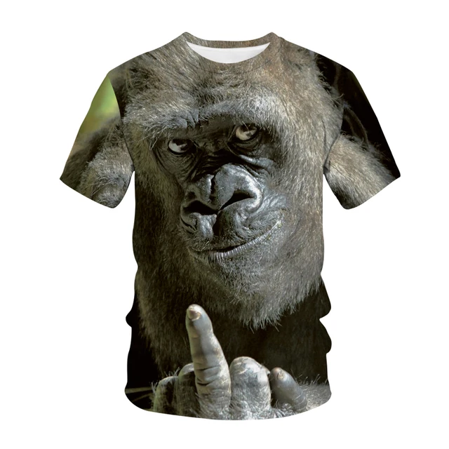 男性と女性のための面白いtシャツ,ストリートウェア,3dプリント,ゴリラ 