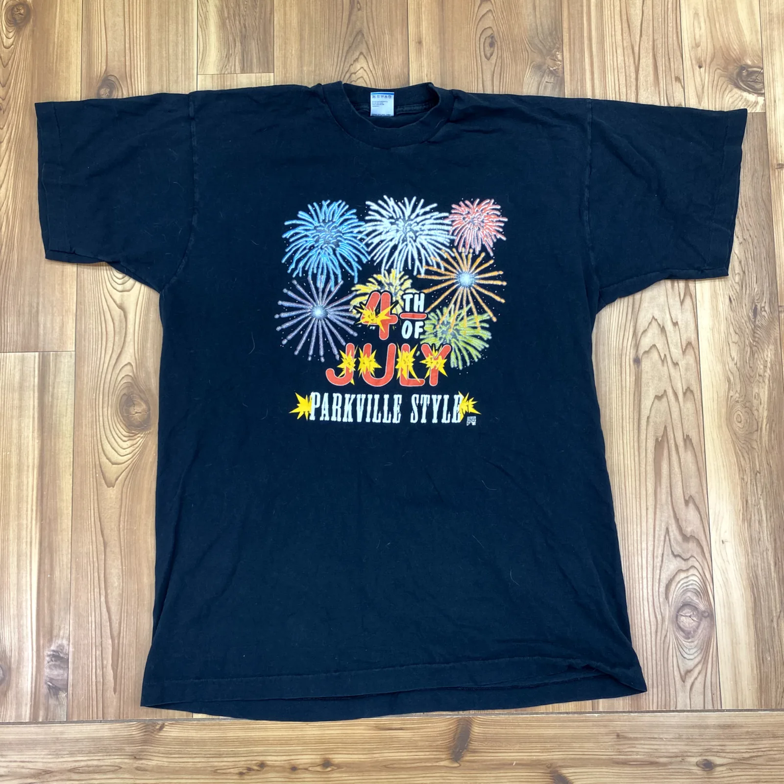 Vintage Fotl Black '94 Parkville 4 Luglio Fuochi D'Artificio T-Shirt Grafica Adulto Xl