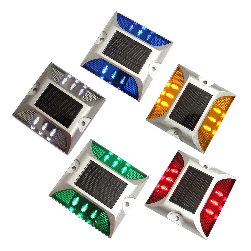 Solar Ground Lights Outdoor Square Aluminum IP68 Waterproof LED Solar Powered Road Stud