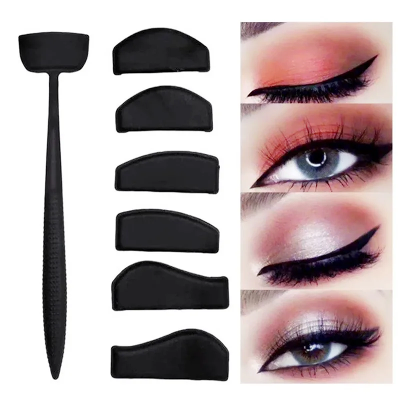 6 In 1 Stencil Per Il Trucco Degli Occhi Cuscinetti Per Ombretti Stencil Per Eyeliner Stencil Per Occhi Applicatore Per Timbri Per Il Trucco Per Le Do