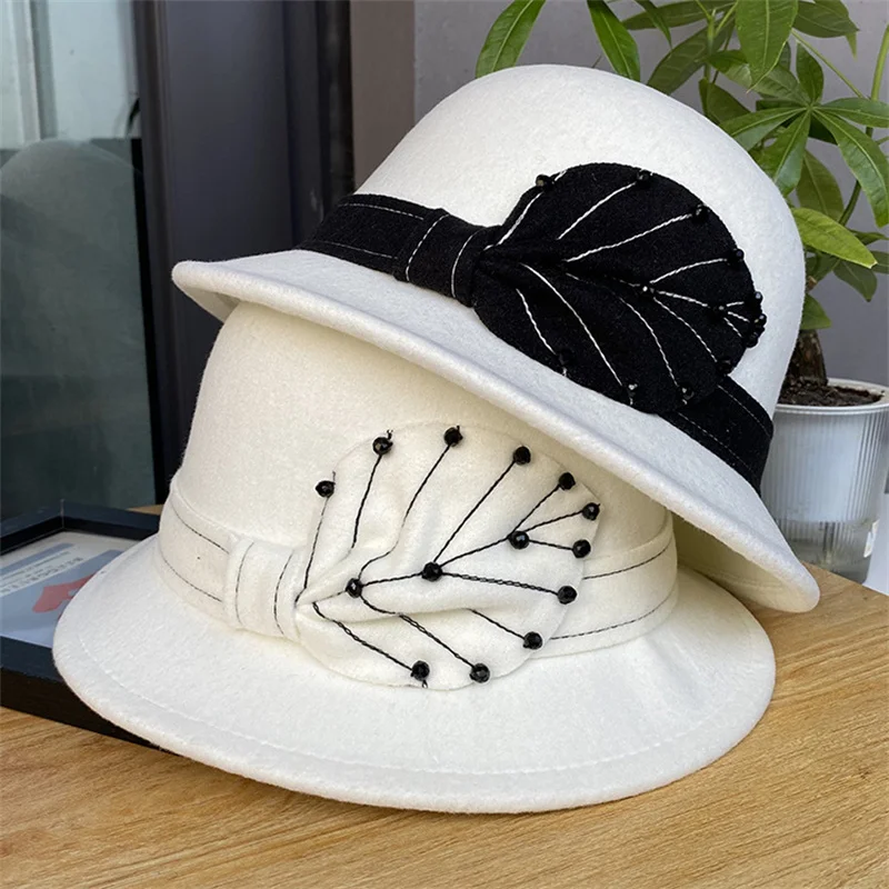 

Fedoras Felt Hats For Women Female Winter Australia Wool Vintage Floral Womens Fashion French Bowler Sombrero Fedora Wool Hat