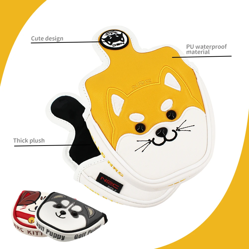 Golf Mallet Putter Covers Pu Leather Multi Style Panda Cat Akita
