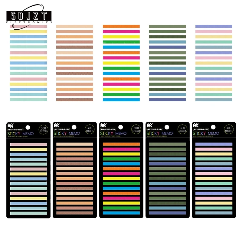 

300 Sheets Rainbow Color Index Sticker Memo Pad Post Waterproof Transparent Sticky Notes School Supplies Kawaii Stationery