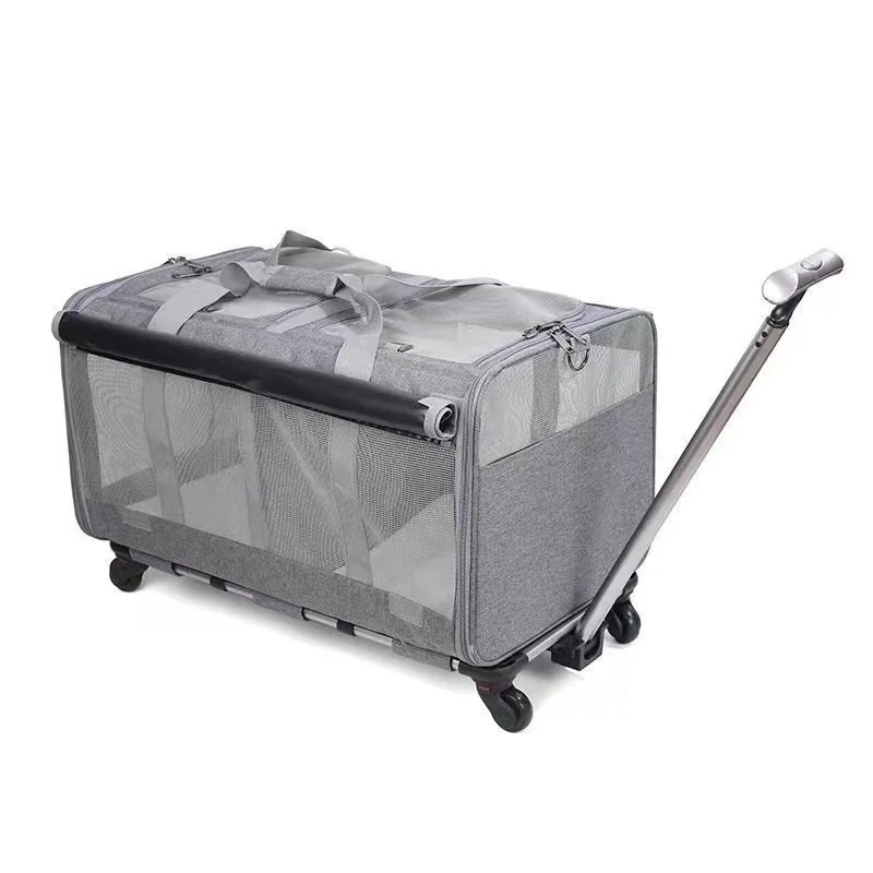 thumbnail image 1 of Maleta portátil con ruedas para mascotas, transportador de gatos, rueda universal desmontable, transpirable, plegable, de gran capacidad, bolsa de viaje para cachorros, 1 of 5