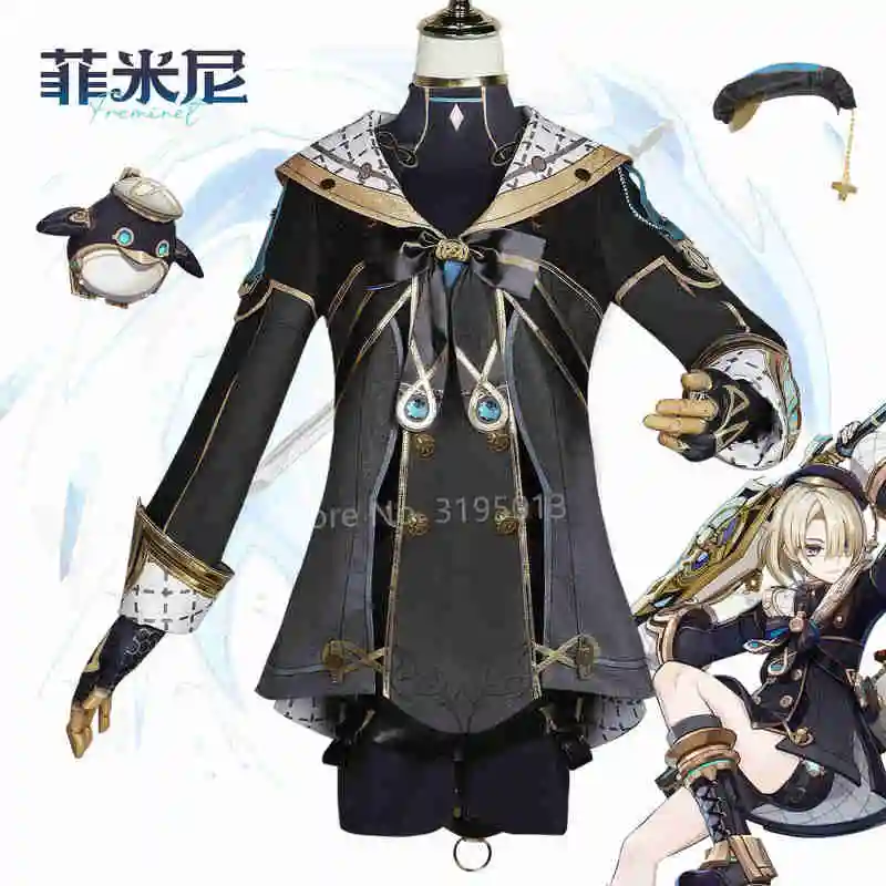 

2023 New Game Genshin Impact Freminet Cosplay Costume Wig Genshin Impact Game Uniform Hat Halloween Party Clothing Gifts