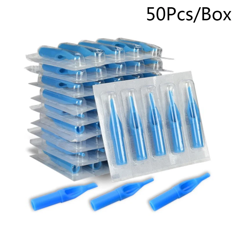 Sterile Disposable Tattoo Nozzle Tips Needle Tube Mixed Sizes RT+DT+FT 50Pcs