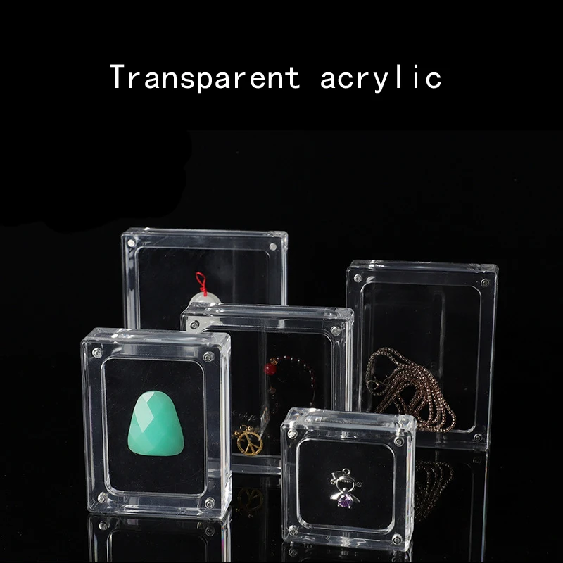 

Transparent Magnet Ring Face Display Box Acrylic Jewelry Box Anti-Oxidation Color Treasure Bare Stone Storage Box